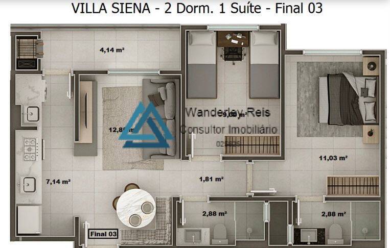 Apartamento à venda com 2 quartos, 61m² - Foto 3